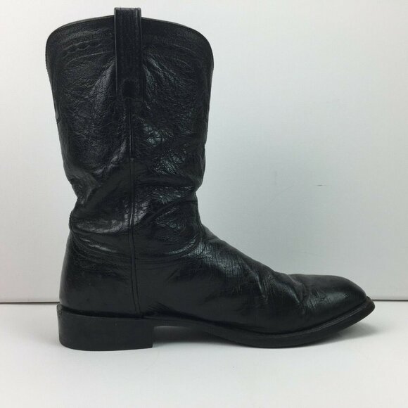 Mens Black Leather Western Cowboy Boots  Vibram Sole T0076G2 10K2E 93035 - Picture 8 of 11
